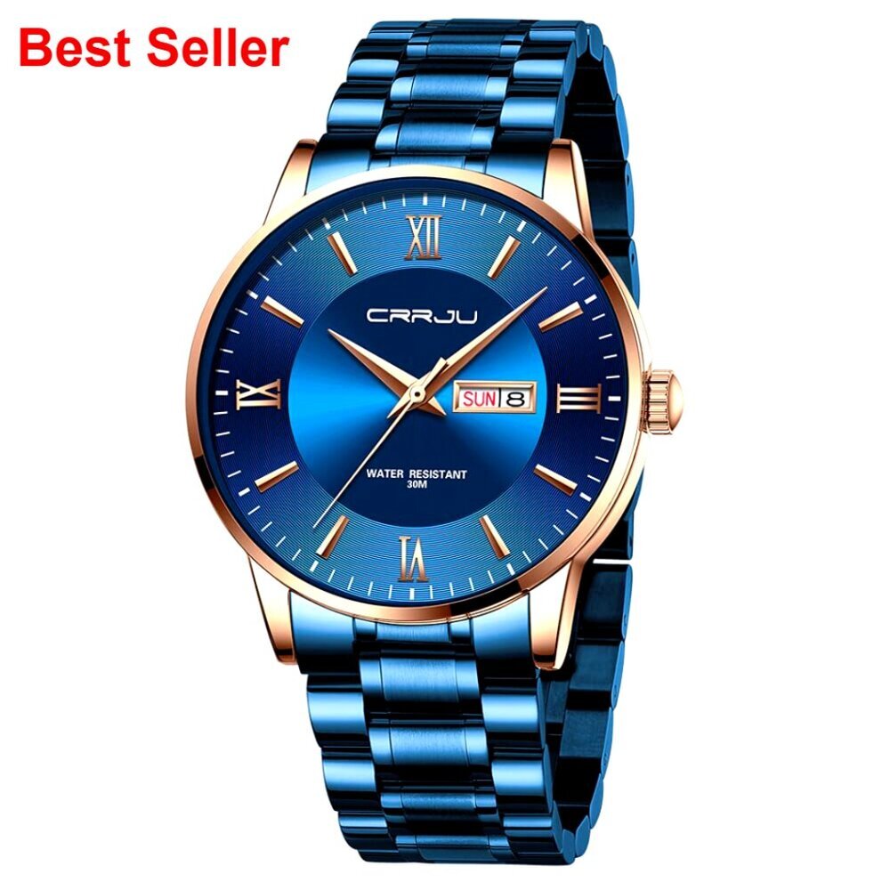Stainless Steel Chronograph Watch for Men Business Casual